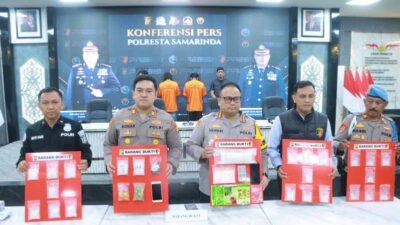 Bungkus Mie Instan Jadi Tempat Sembunyi Sabu, Polresta Samarinda Amankan 1 Kg Sabu dan Dua Tersangka.