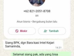 Kejari Samarinda Imbau Waspada Akun WhatsApp Palsu yang Catut Nama Kasi Intel Bara Mantio Irsahara.