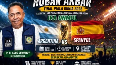IKA Unmul Ajak Alumni dan Civitas Akademika Nobar Final Piala Dunia 2026, Perkuat Silaturahmi di Sekretariat IKA Unmul Malam Ini