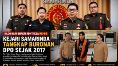 Kado Hari Bhakti Adhyaksa ke-66, Kejari Samarinda Ringkus Buronan yang Kabur Hampir 9 Tahun.
