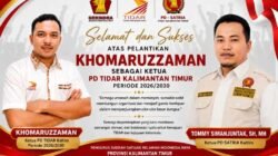 Ketua PD SATRIA Kaltim Tommy Simanjuntak SH MH Ucapkan Selamat atas Pelantikan Khomaruzzaman sebagai Ketua PD TIDAR Kaltim.