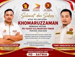 Ketua PD SATRIA Kaltim Tommy Simanjuntak SH MH Ucapkan Selamat atas Pelantikan Khomaruzzaman sebagai Ketua PD TIDAR Kaltim.
