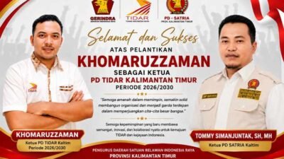 Ketua PD SATRIA Kaltim Tommy Simanjuntak SH MH Ucapkan Selamat atas Pelantikan Khomaruzzaman sebagai Ketua PD TIDAR Kaltim.