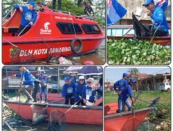 Laskar Biru Demokrat Samarinda Turun ke Karang Mumus, Tanam Pohon dan Bersihkan Sungai